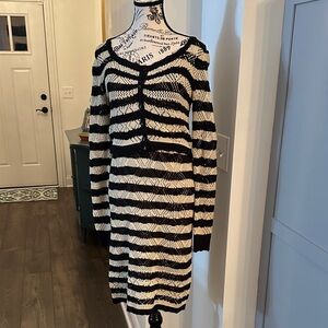 Versatile Black/Tan Knit Dress or Maxi Skirt w/ a Cardigan by Freshman 1996 Sz S